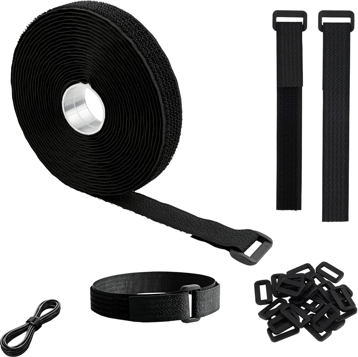 Kabelbinders 2 cm x 5 m - Herbruikbaar klittenband - Verstelbaar met 25 gespen - Organiseer kabels en voorwerpen - ShopVlot