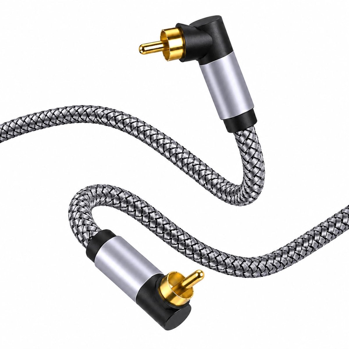 RCA Kabel 90 Graden 3 m - Grijs Coaxiaal Ontwerp - Koper - Ideaal voor Schoon Kabelbeheer - ShopVlot