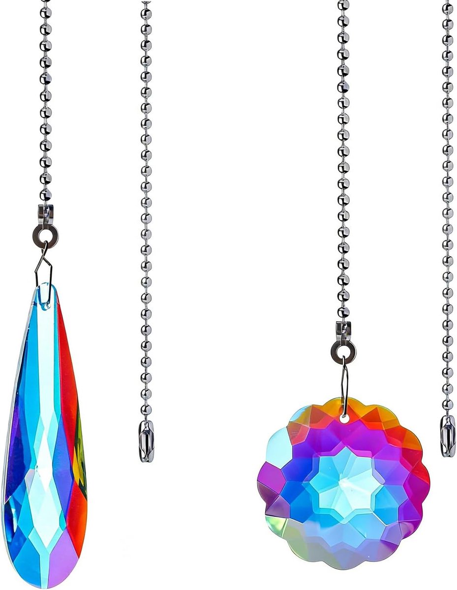 Trekketting voor plafondventilator 56 mm - gekleurde glazen schakelaars - met verlengkabel - eenvoudig te bedienen - ShopVlot