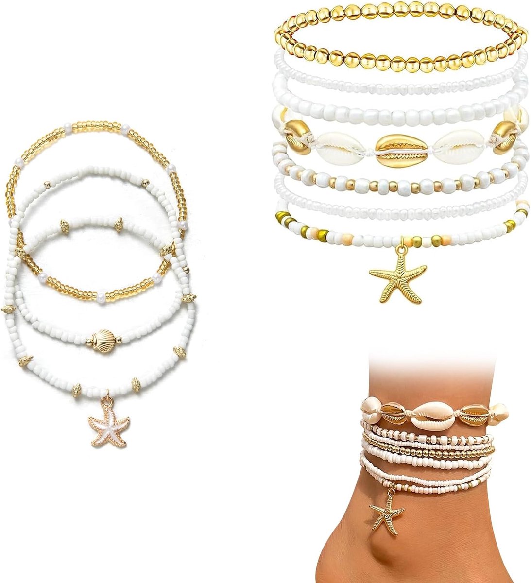 Boho enkelbandjes dames - 10 stuks - verstelbaar - waterdicht - perfect voor zomer en strand - ShopVlot