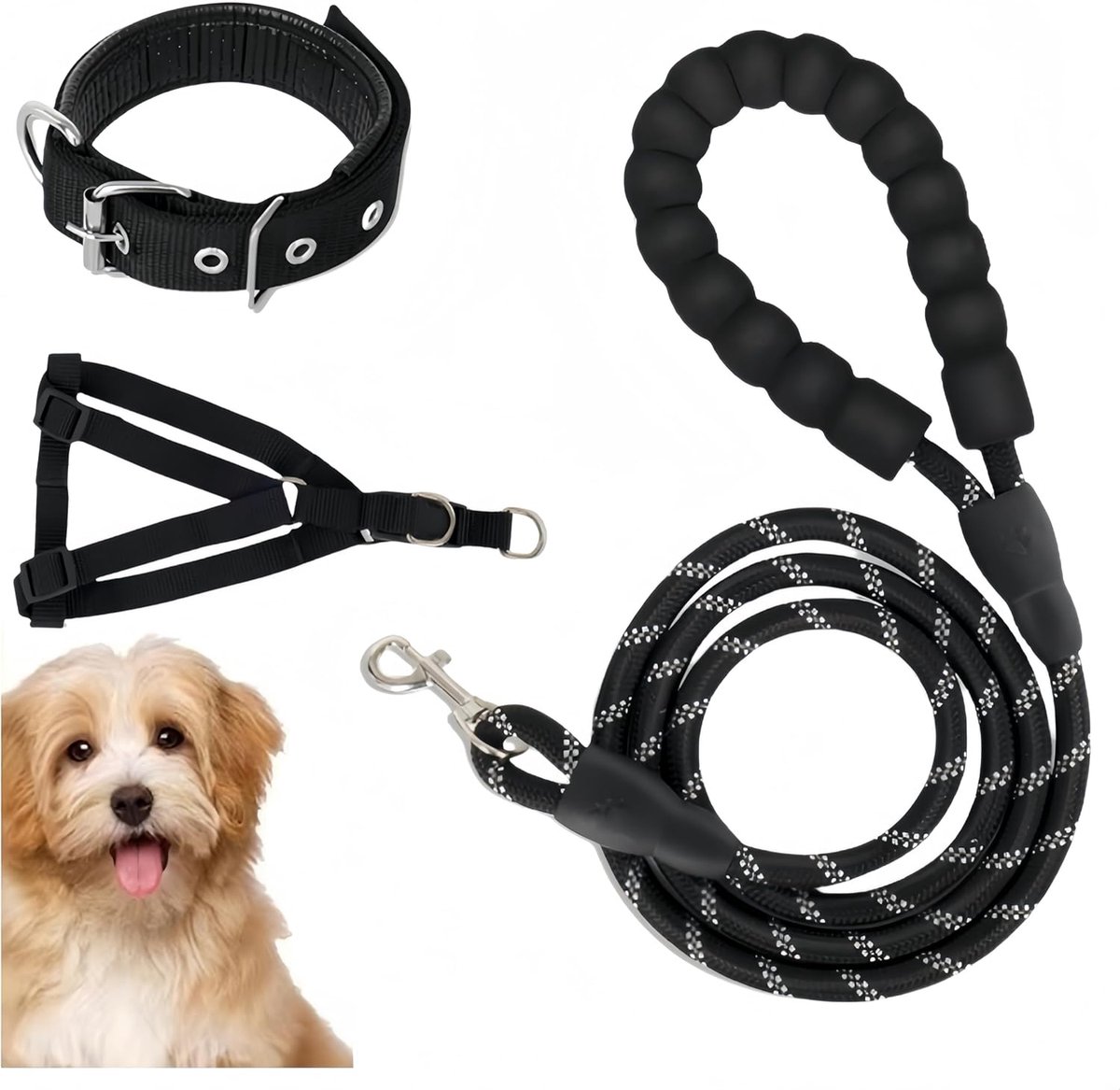 Pack of 3 Dog Training Leads, Dog Lead for Large Dogs, Long Dog Lead, Light Reflective, for Small and Medium Dogs - ShopVlot