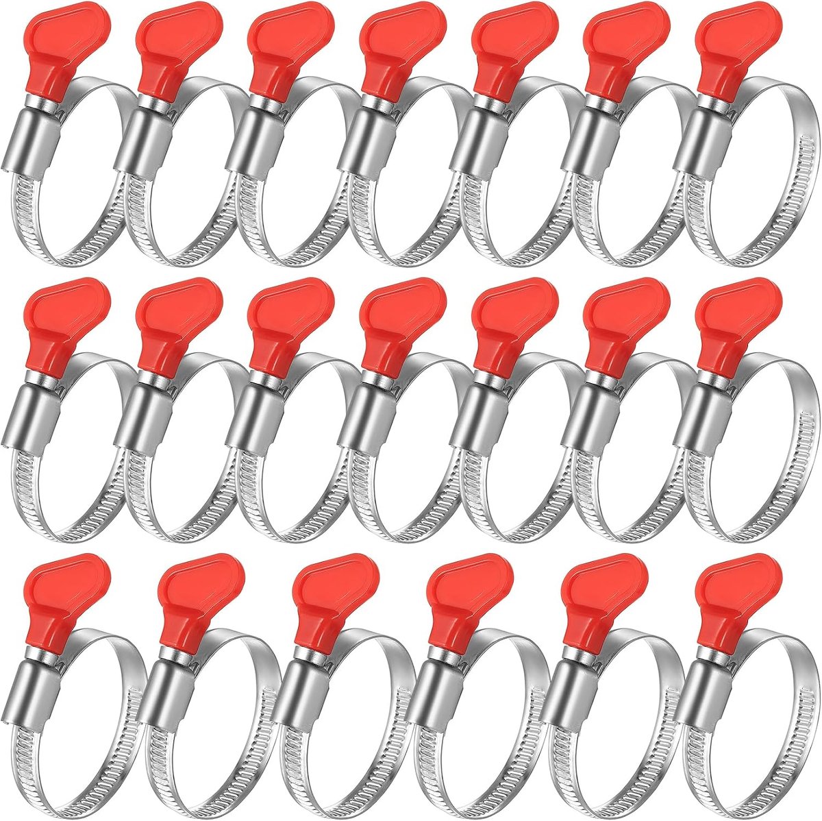 Hose Clamps, Pack of 20, 32-44 mm, Adjustable Hose Clamps, Stainless Steel Hose Clamps, Pipe Clamps with Handles, Hose - ShopVlot