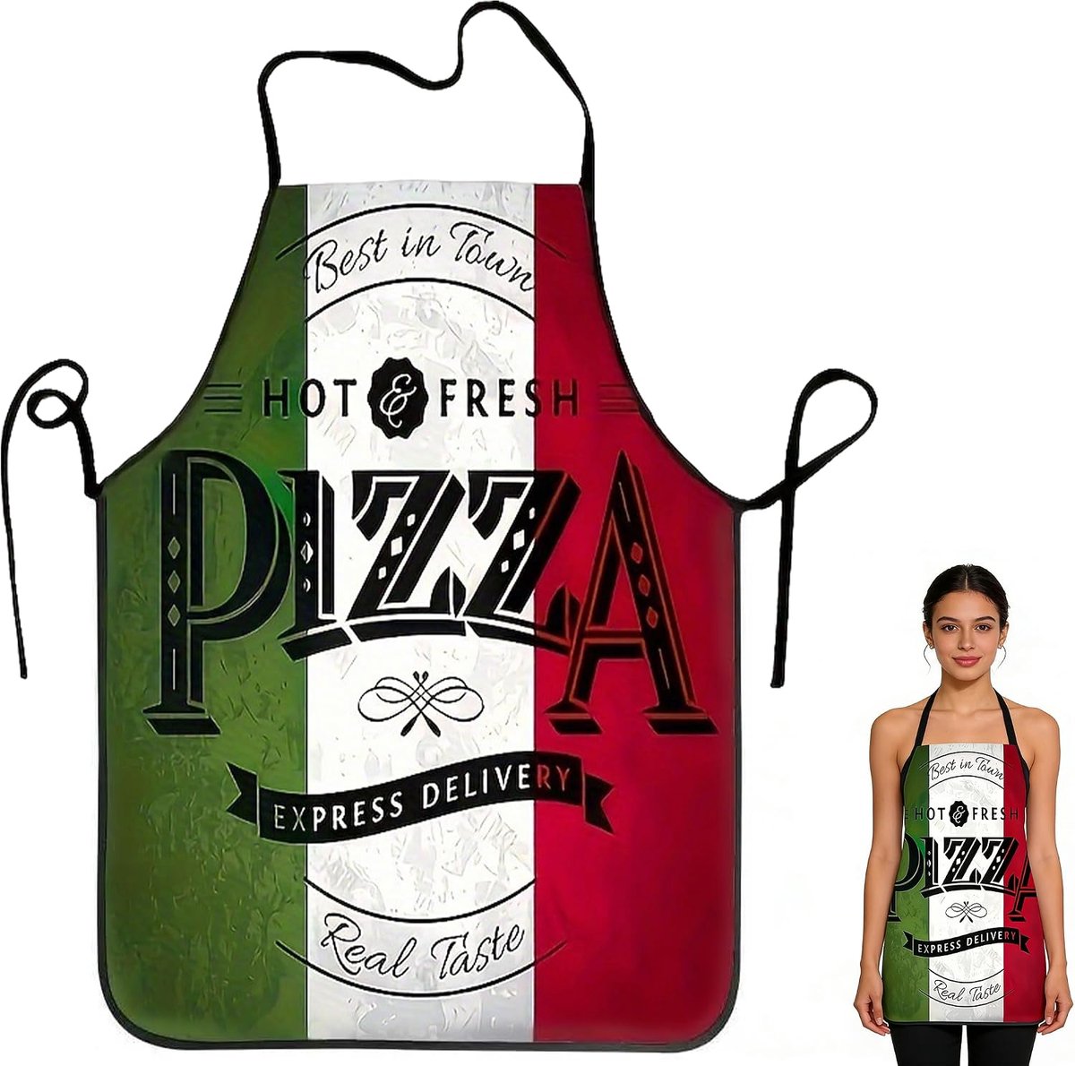 Pizza Apron Pizza Maker 60x80cm, Italian Stylized Funny Kitchen Apron for Men, Women - ShopVlot