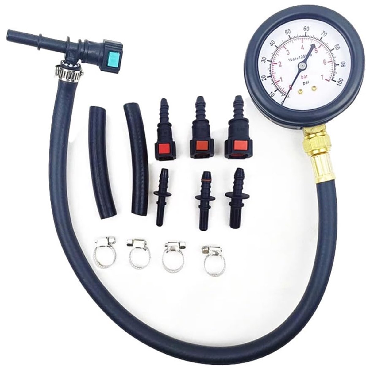 Fuel System for Motor Vehicles, Petrol, Motorcycle, Pressure Gauge, Pressure Gauge 0-100 PSI, 6.3/7.89/9.49 with Valve - ShopVlot