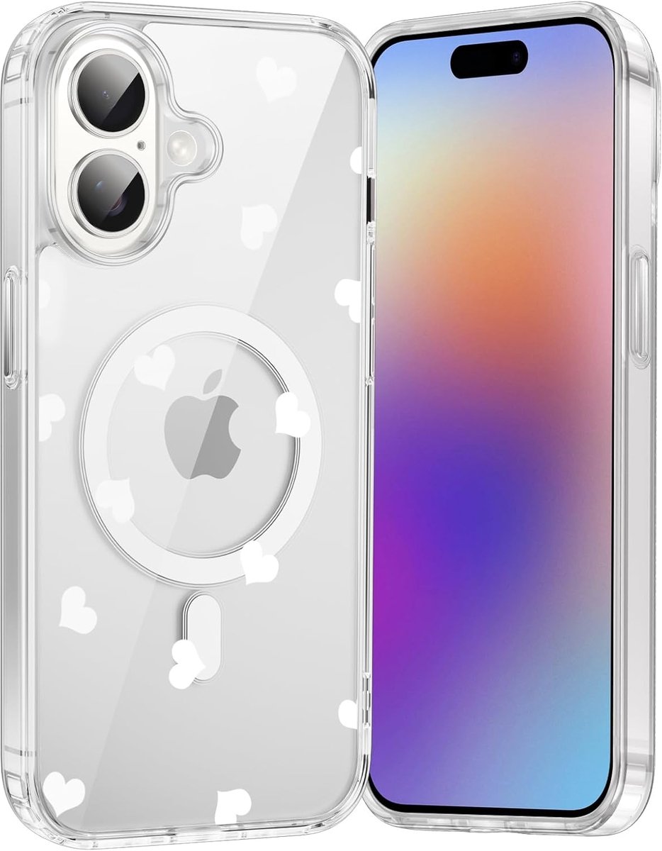Saqmkil Magnetic Case for 1 1 Inch MagSafe Transparent Girls Case with Aesthetic Hearts Pattern, Soft Silicone TPU - ShopVlot