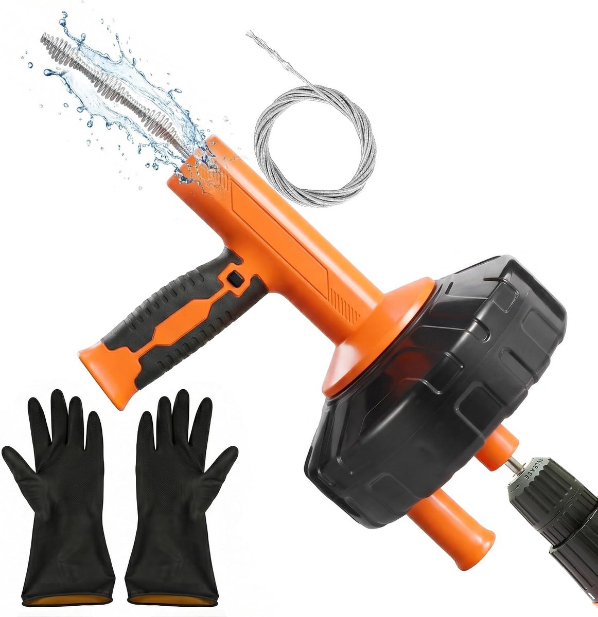 Afvoerslang, verstoppingsverwijderaar met booradapter, 100 cm, flexibele sanitaire slang, multifunctionele - ShopVlot