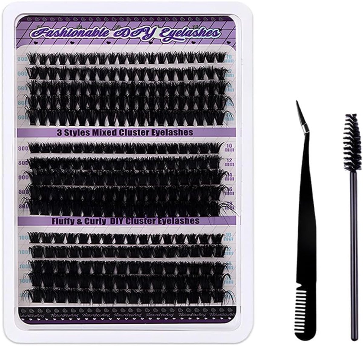 Wimperextensieset, clusterwimpers, voorgelijmde wimperclusters, pluizige C-krul, meerlaagse press on wimpers - ShopVlot