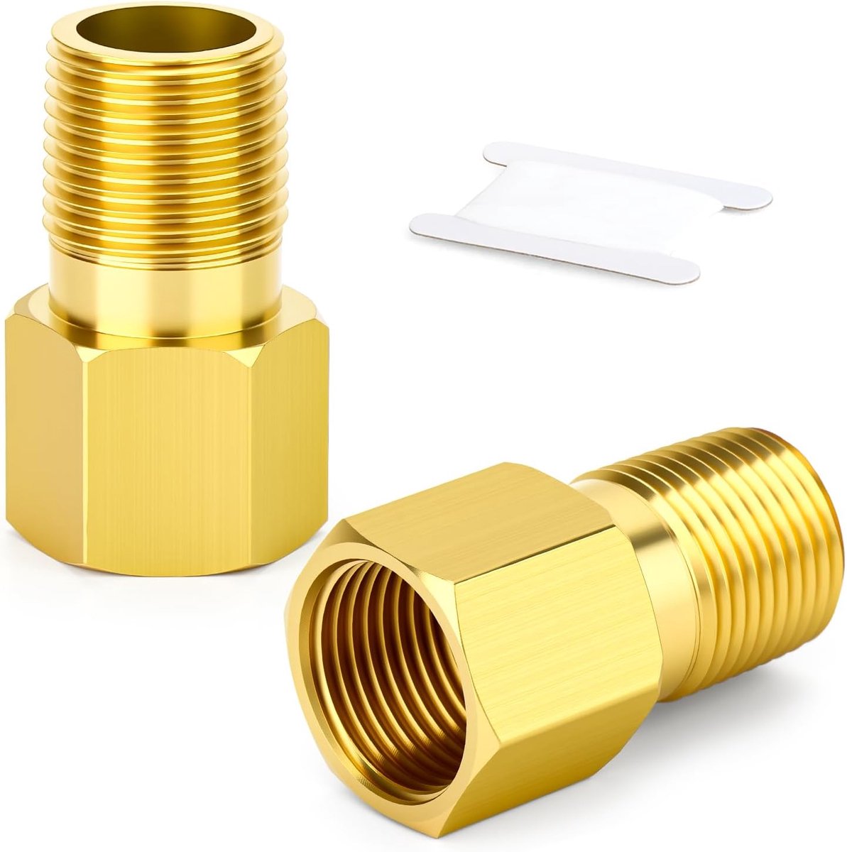 2pcs Brass Nipple Pipe, 3/8" BSP Female to Male Thread, 35mm Long Straight Pipe Fitting Extension Adapter, Reducer - ShopVlot