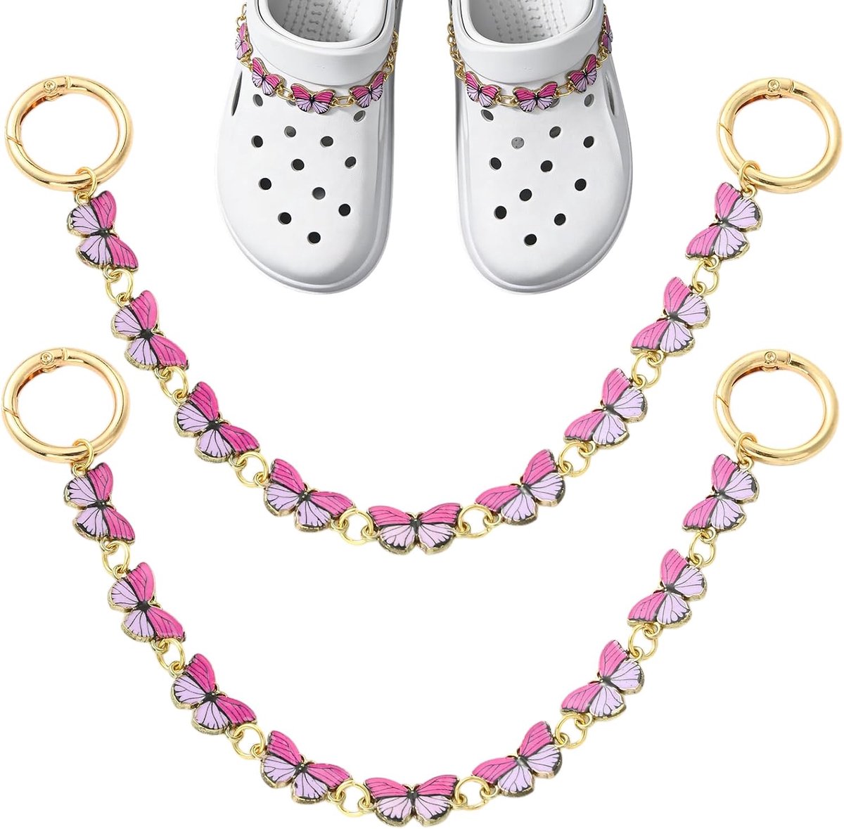 2Pcs Boot Kettingen Voor Vrouwen Vlinder Schoen Charms Voor Sneakers Diy Decoreren Kleding Hoeden Schoenen Tassen - ShopVlot