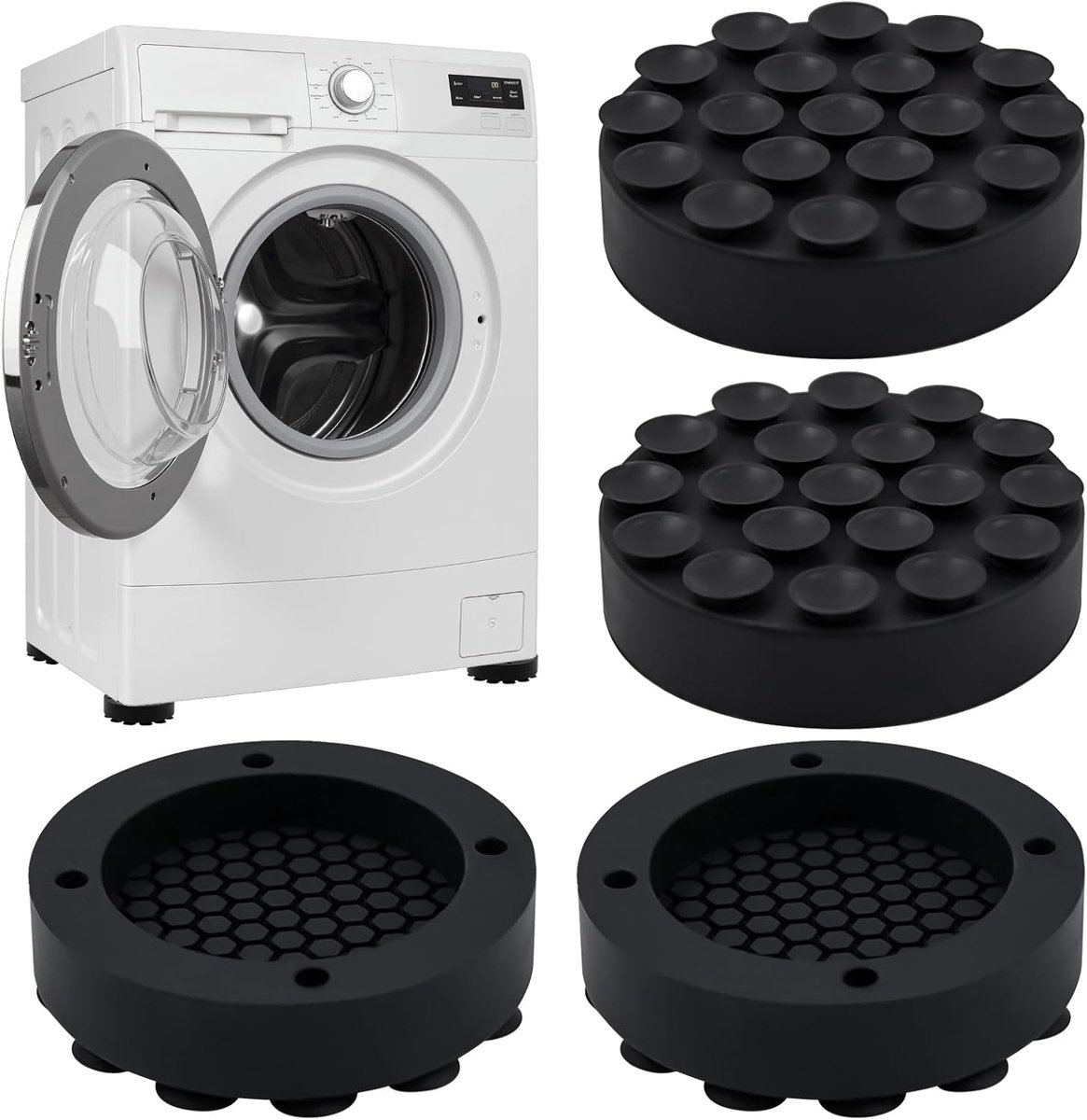 4 Pcs Vibration Dampers for Washing Machine Feet, Rubber Feet Vibration Dampers, Anti-Vibration Pads for Washing - ShopVlot
