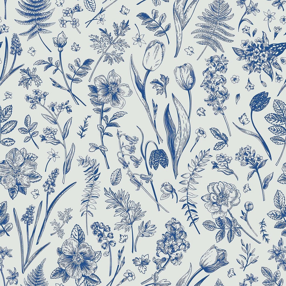 Self-adhesive wallpaper blue flowers self-adhesive wallpaper self-adhesive wall adhesive film bathroom floral - ShopVlot