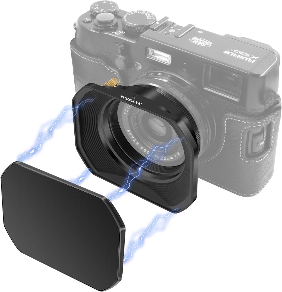 REYGEAK Metal Lens Hood for Fuji Fujifilm FinePix X100V X100F X100 X100S X100T X70 Camera Black LH-X54B + X54B Lens - ShopVlot