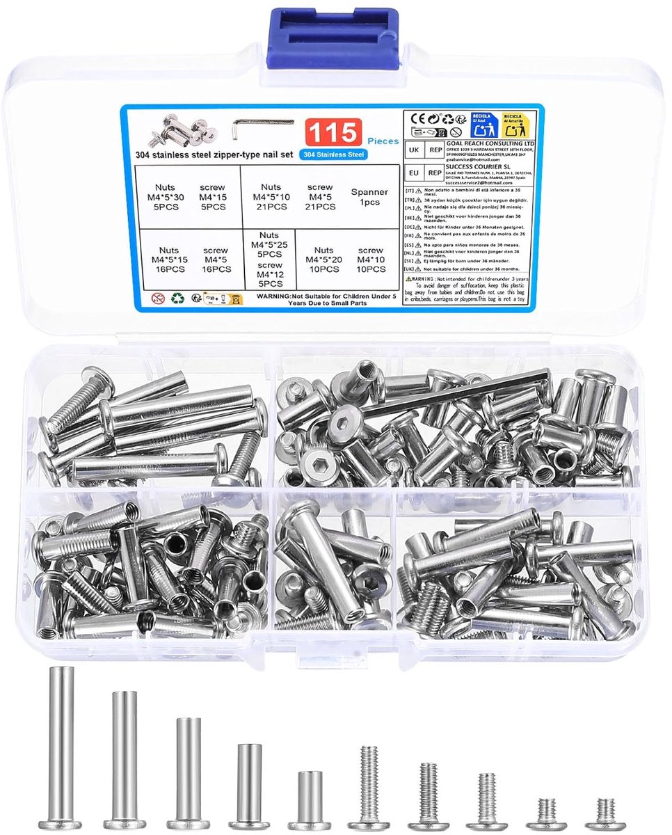 M4 Schroevenset - Meubelbouten Kastschroeven - Meubels Monteren - Roestvrij Staal 304 - 57 Sets - Zilver