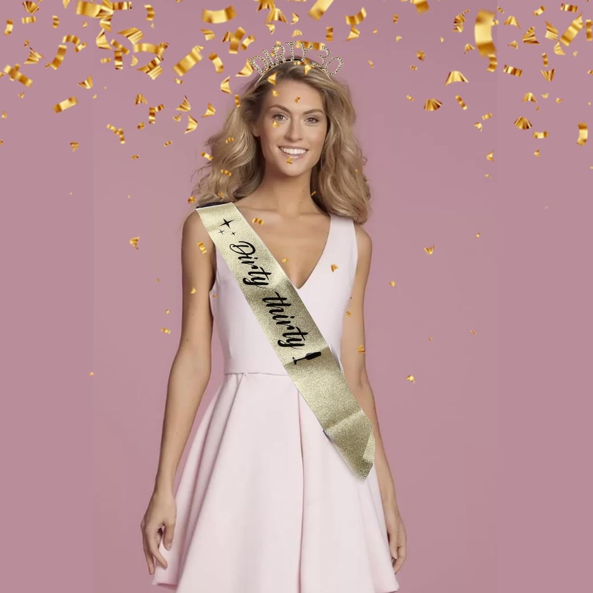 30 verjaardagskroon en gouden riem, verjaardagsdecoratie, riem en tiara's, geschikt voor verjaardagsfeestdecoratie - ShopVlot