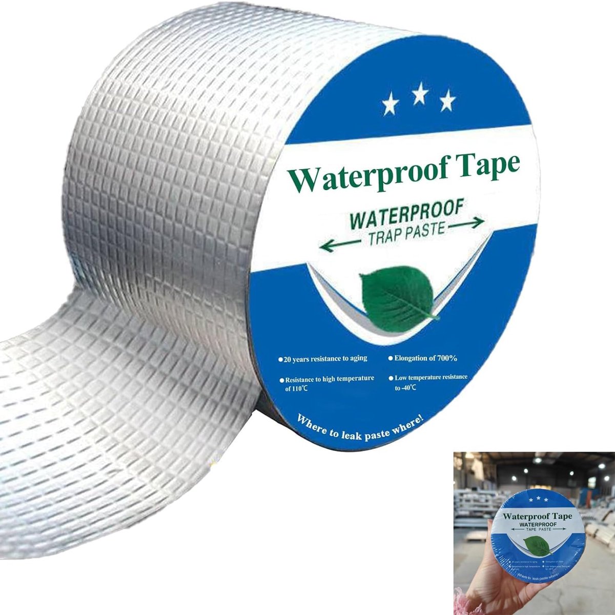 Waterproof Butyl Tape, Water Pipe Sealing Tape, Self Adhesive Sealing Tape, Waterproof Tape for Roof Tubes (5 m x 5 cm) - ShopVlot