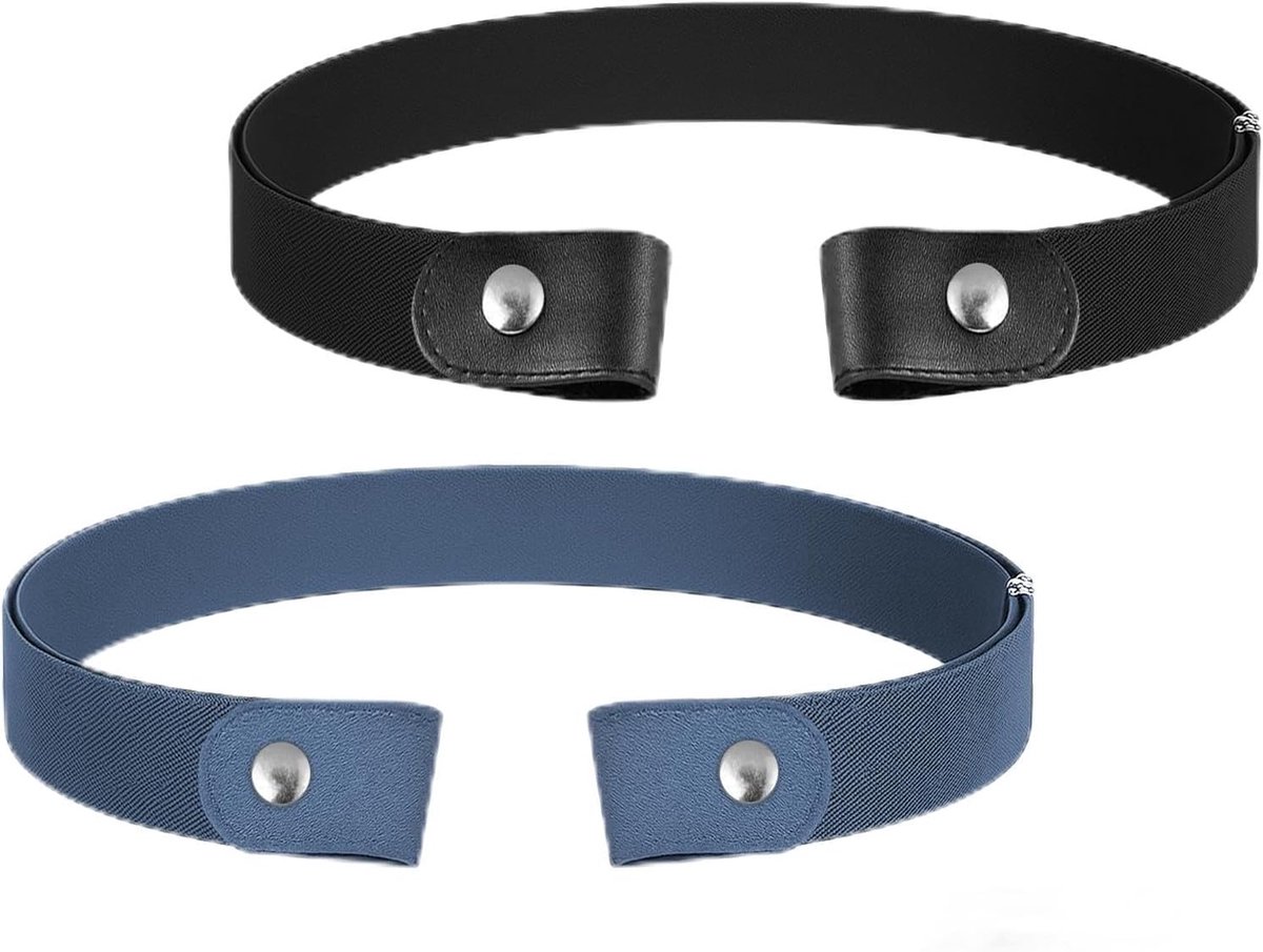 2 pieces belt without buckle, elastic belt for men and women, adjustable invisible belt without buckle, women's quick - ShopVlot