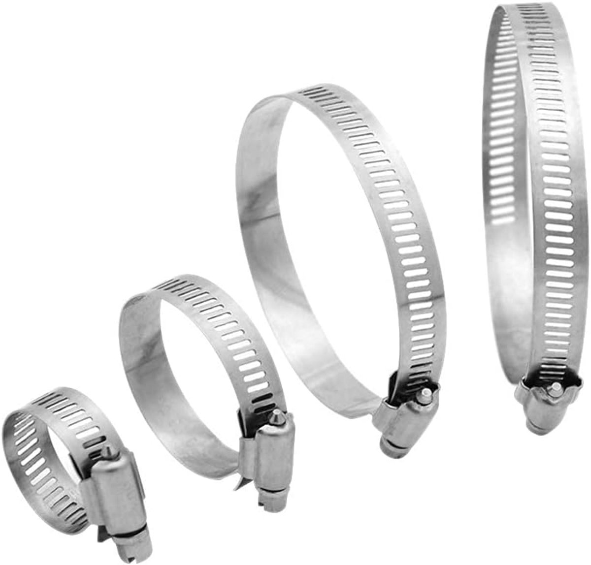 12pcs Hose Clamps - Adjustable Hose Clamps 6-165mm Range Stainless Steel Snail Drive Tube Clamps Water Gas Silicone - ShopVlot