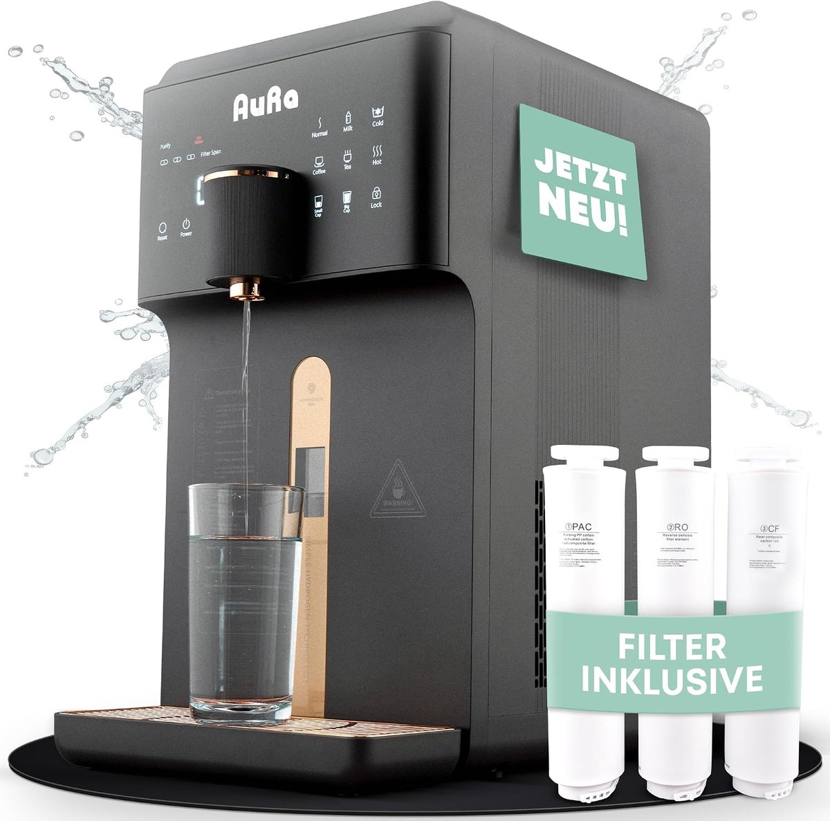 AuRa Osmosis System for Drinking Water, Without Reservoir, Spacious Filter and Hot Water Dispenser - ShopVlot