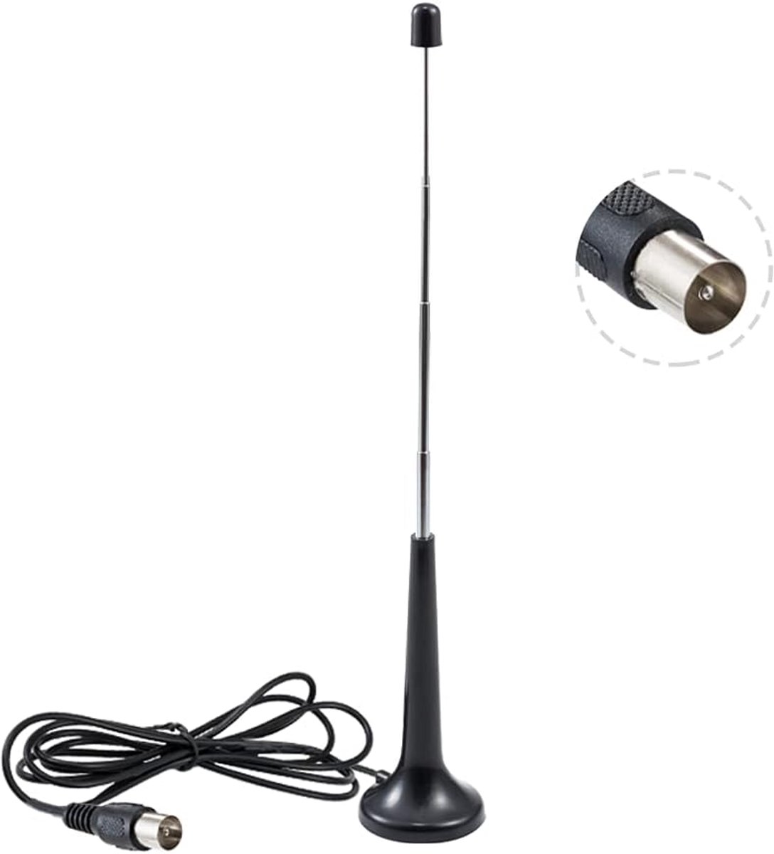 Vecys FM EUW Digital DVB-T Antenna TV Plug Connector 5dBi VHF/UHF Mini TV Antenna Magnetic Foot 2M Cable Compatible - ShopVlot