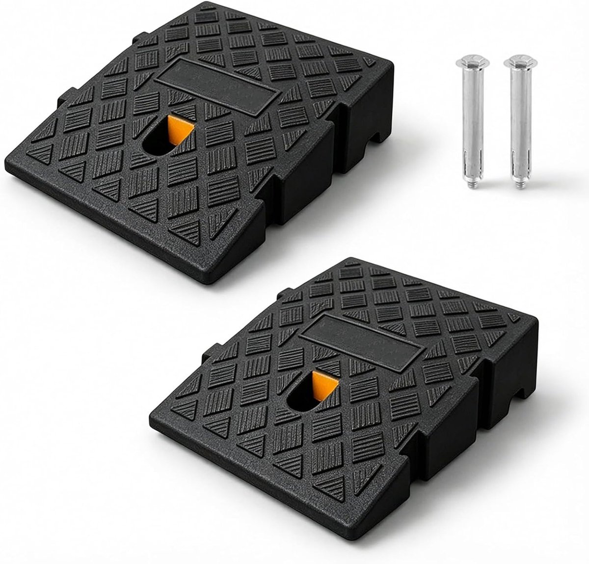 2 stuks stoeprandhellingen, drempelhelling, hoge stoeprandhelling, draagbaar, stoeprandhelling, rubber voor openbare - ShopVlot