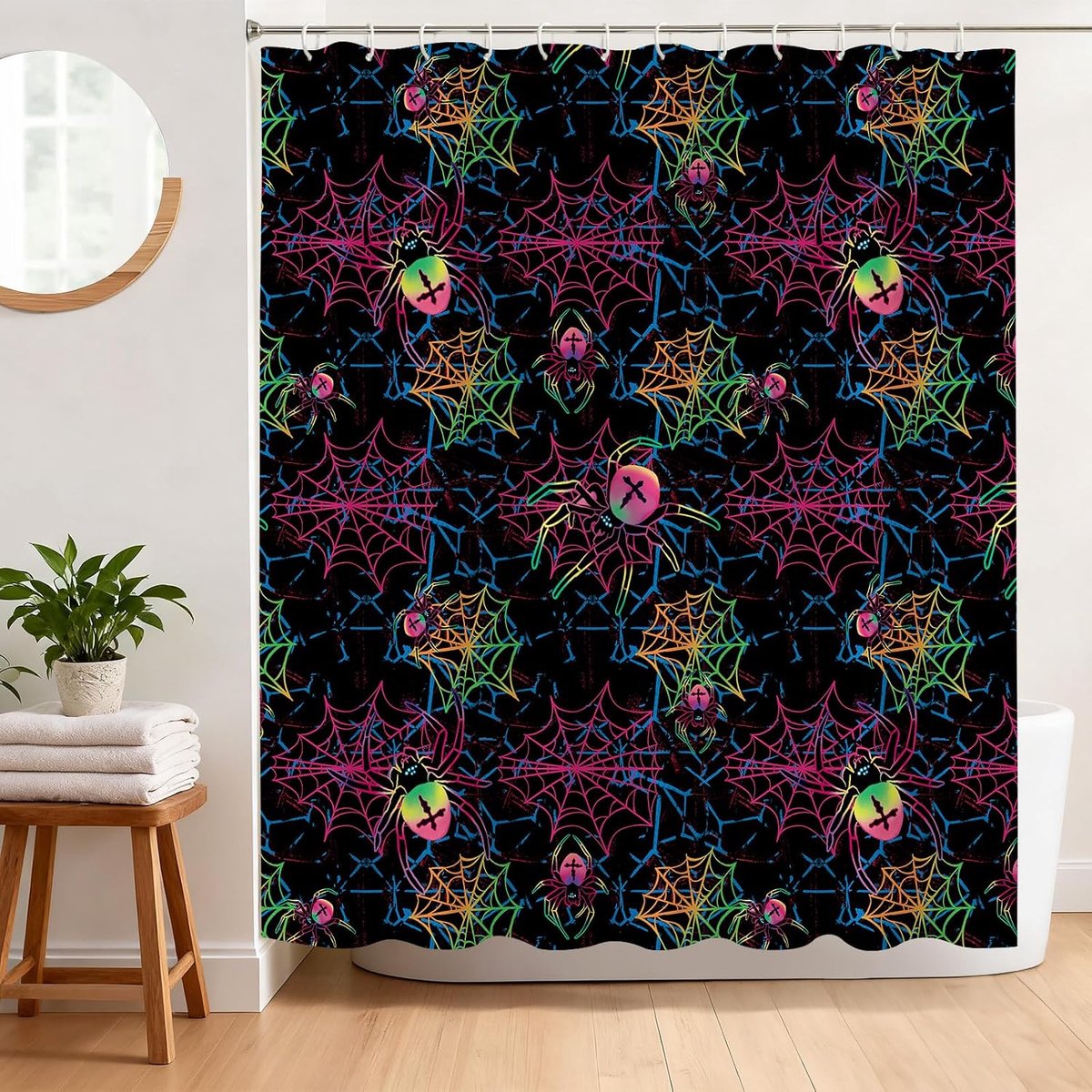 Abstract spinnenweb douchegordijn 180 x 180 cm kleurrijk spinnenweb douchegordijn voor badkamer decor - ShopVlot