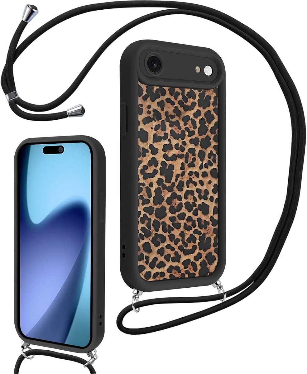 Mobiel hoesje 17 Air 6.6 inch - zacht TPU silicone - luipaardpatroon - verstelbare draagriem - ShopVlot