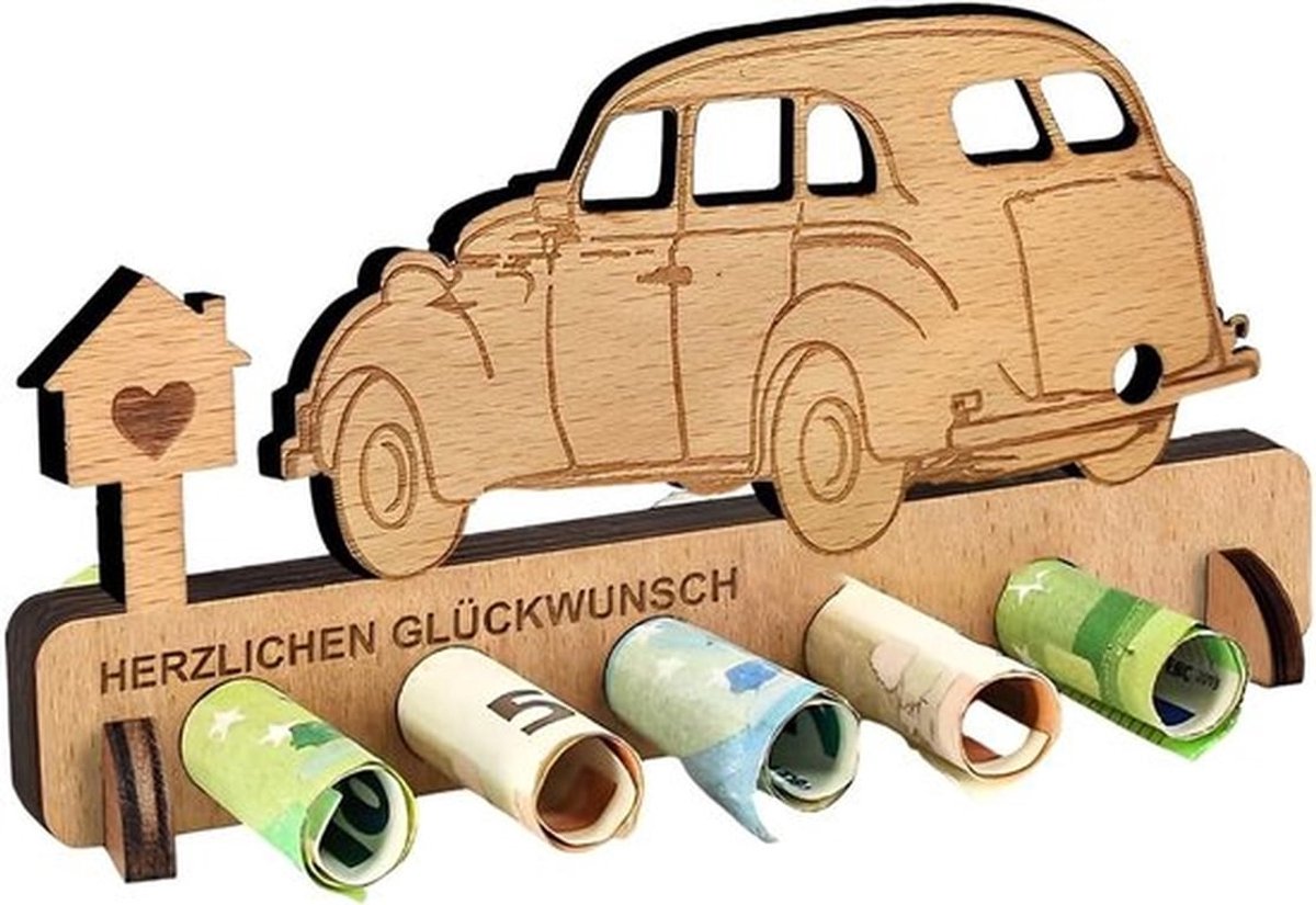 Verjaardagscadeau Houten - Luxe Auto - Geldgeschenk - Cadeaubonhouder - Gastenboek - Duurzaam Materiaal - Cadeau