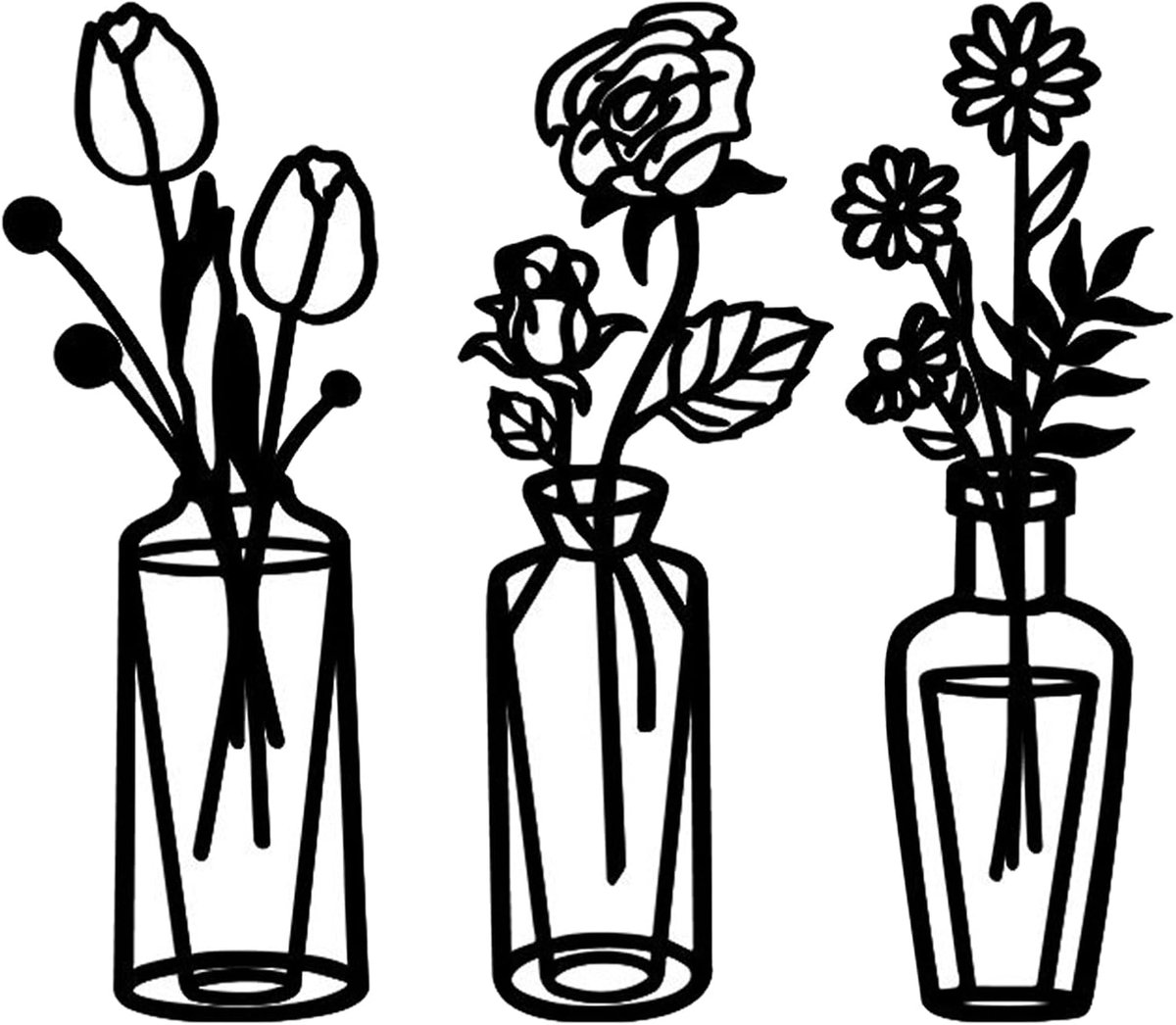 Wandvazen set van 3 - 7 x 20 cm - minimalistische decoratie - elegante botanische touch - ShopVlot