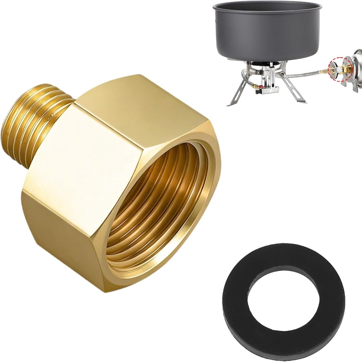 LPG gasadapter 1/2 inch rechts naar 1/4 inch links - hoogwaardig messing - veilige verbinding - ideaal voor gasfornuis - ShopVlot