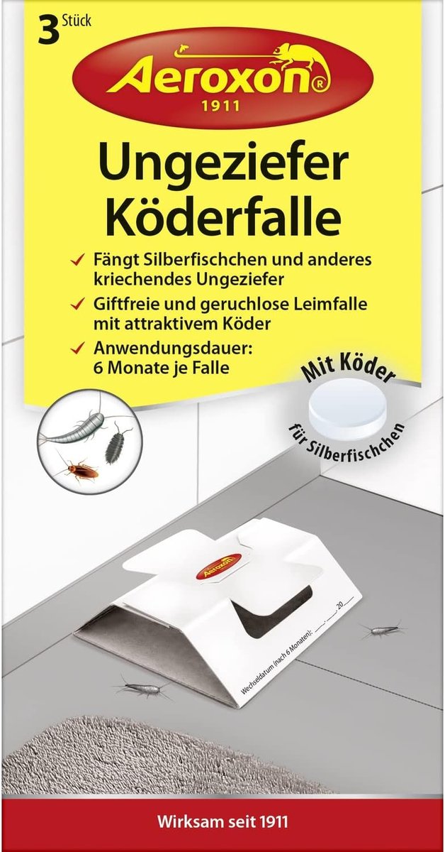 Lijmplank silverfish - krachtige vangst - tot 6 maanden actief - geurloos - 3 stuks - ShopVlot