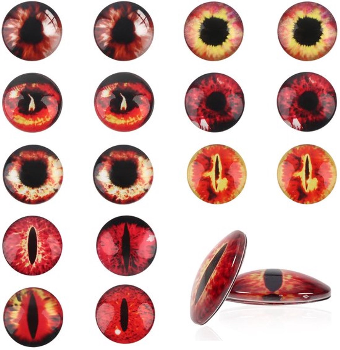 Glazen Ogen 20mm Rood - 20 Stuks - Veiligheidsogen - Handgemaakte DIY - Glasmateriaal - Duurzaam en Levendig - Poppenogen