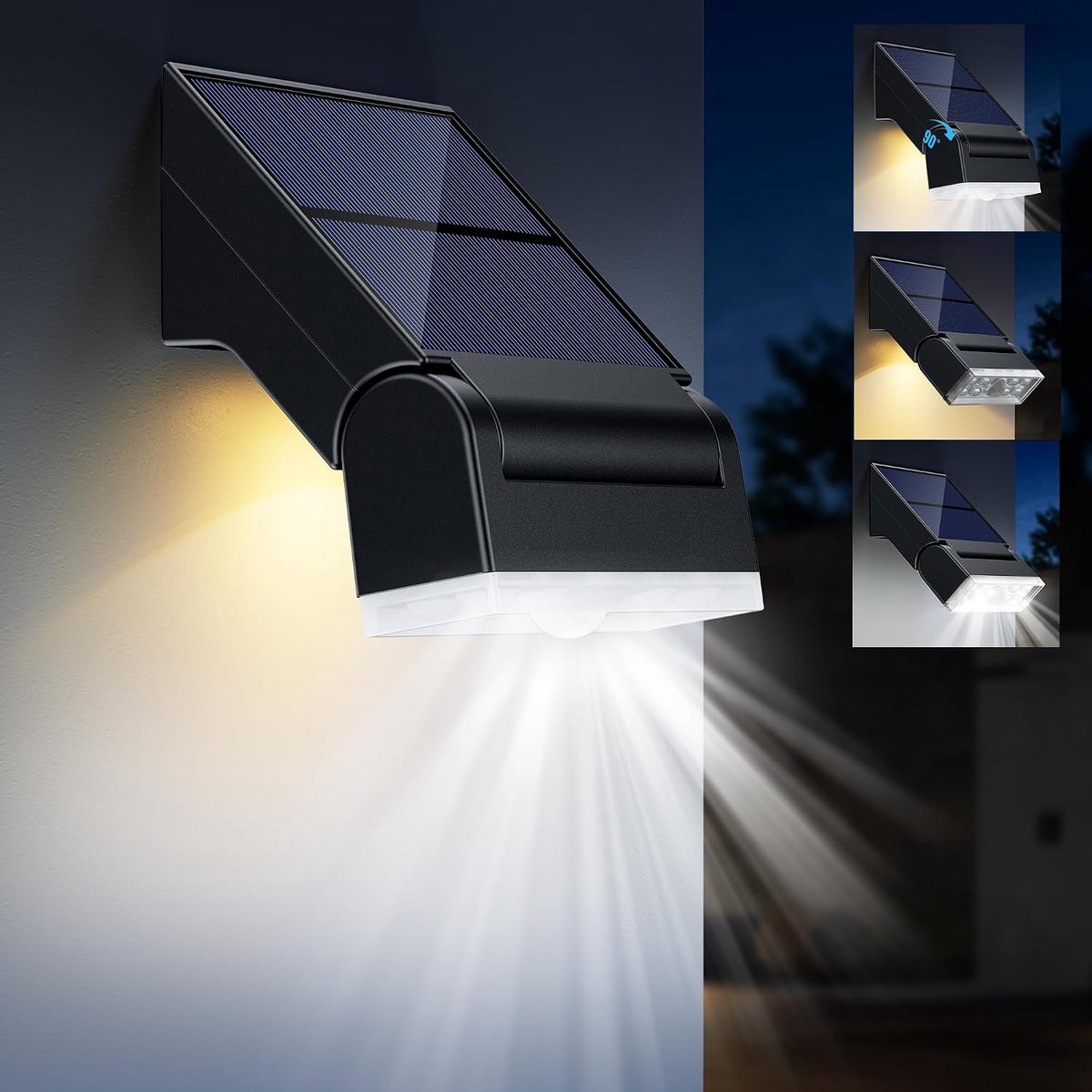 Solar Buitenlamp 90° - Verstelbare Bewegingssensor - 120° Detectiebereik - Ideaal voor Tuindecoratie - ShopVlot