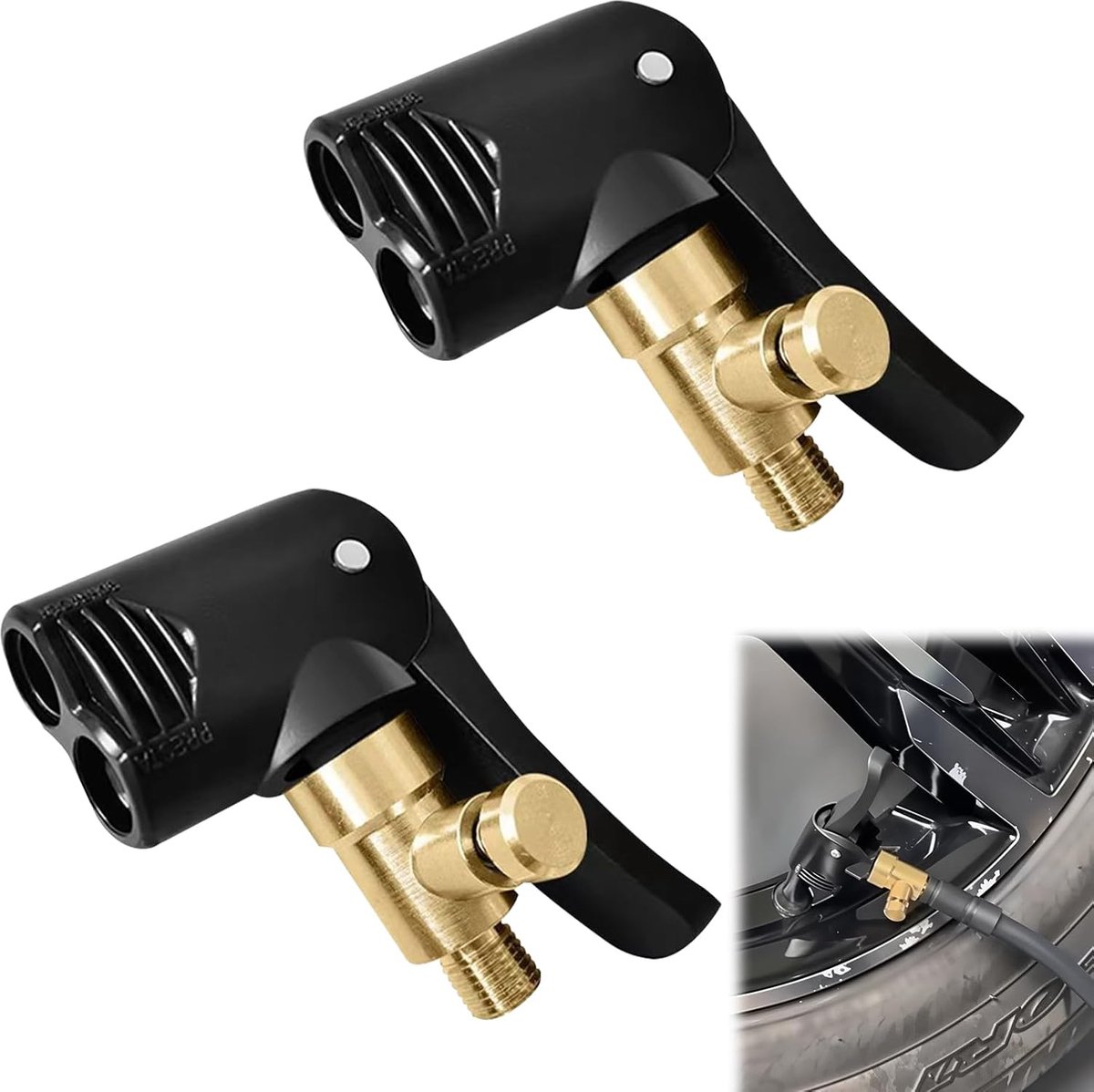 2 stuks Frans ventiel, autoventiel, hefboomstekker, messing, bandenventiel, compressoradapter, ventieladapter voor - ShopVlot