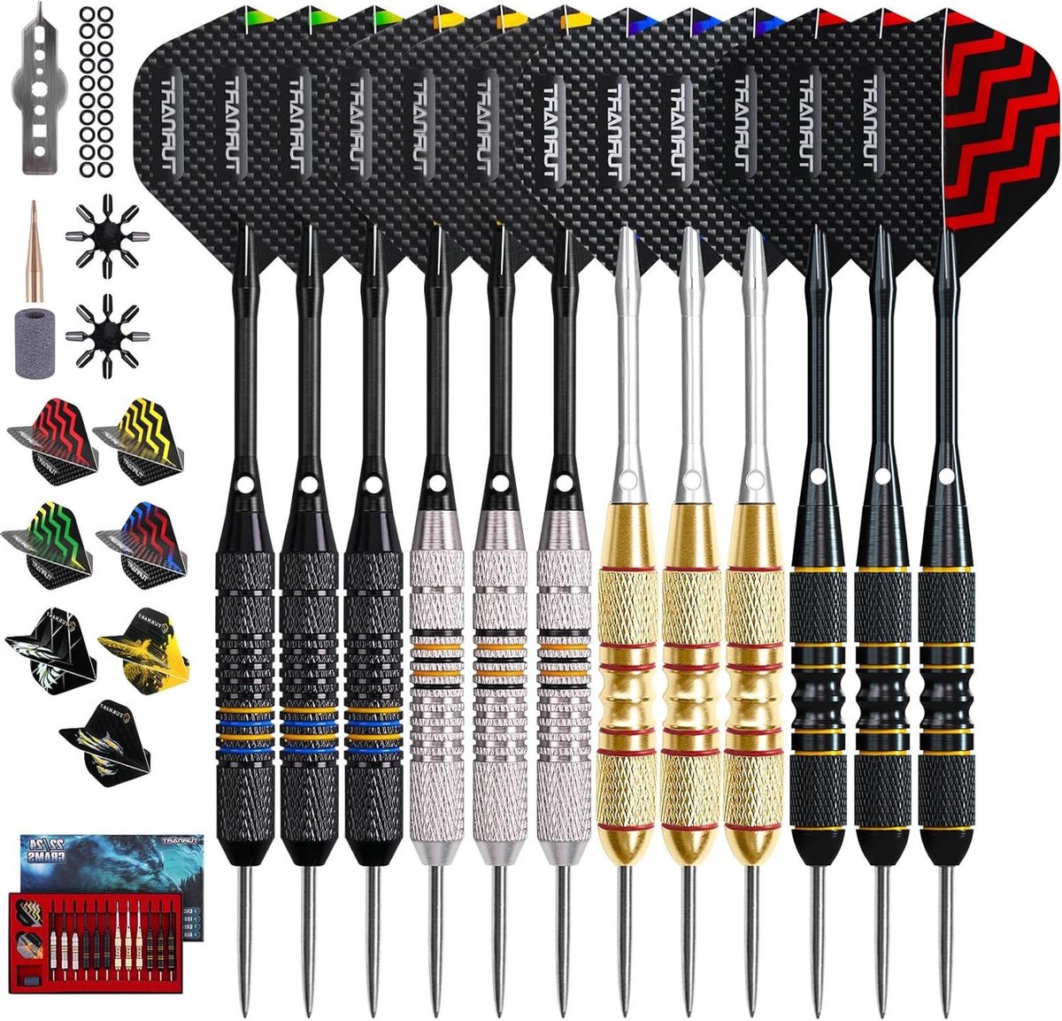 Dartpijlen Set - Stalen Darts - Precisie Werpen - Aluminium Schachten - 12 Stuks - Zilver