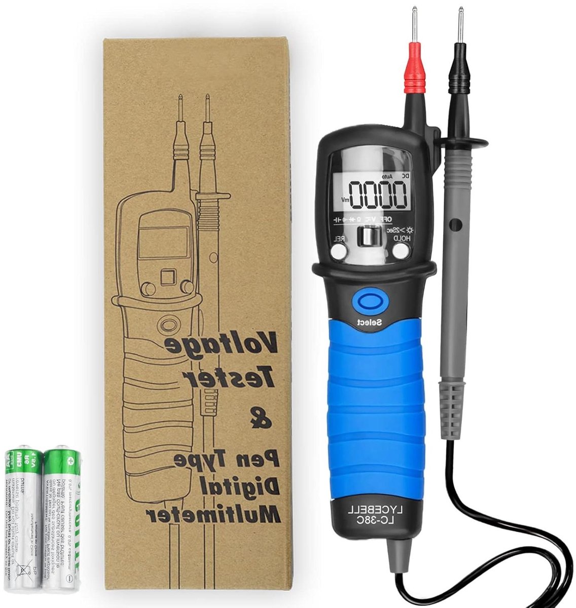 Digitale Multimeter Pen - Spanning Tester - Elektrische Metingen - Ingebouwde Zaklamp - 600V CAT II - Blauw
