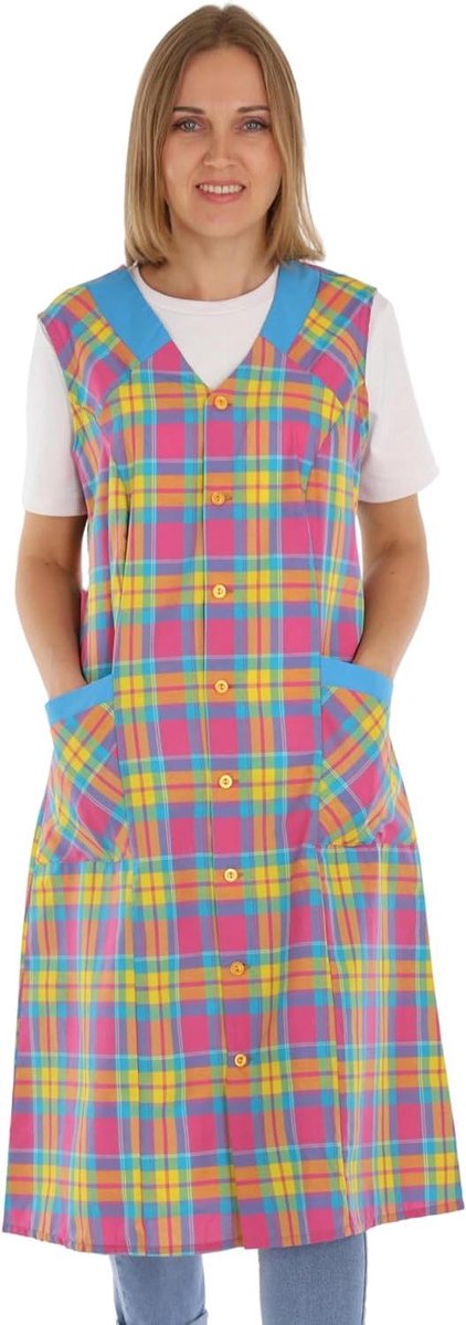 Koks Schort Dames - Keuken Schort - Koken en Bakken - Doorgestikte Knoopsluiting - 110 cm Lengte - Gedessineerd