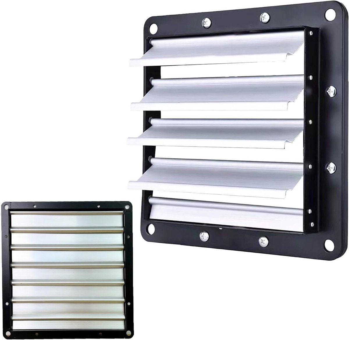Ventilatie rooster - Afsluitklep - Luchtstroom regelen - Metaal met poedercoating - 270 x 270 mm - Zwart