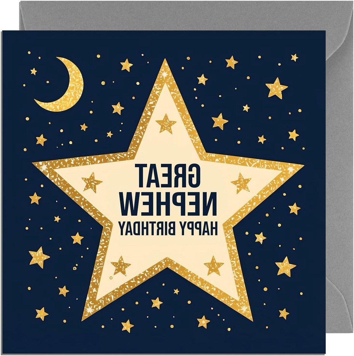 Verjaardagskaart Neef - Wenskaart Mannen - Verjaardag Vieren - Extra Dik Karton - 150 x 150 mm - Marine Ruimte