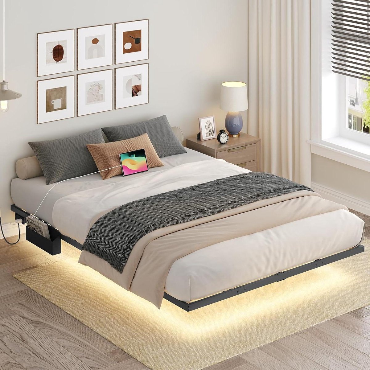 Bedframe - Slaapframe - Slaapkamer Inrichten - Zweefeffect - 200 x 140 cm - Zwart