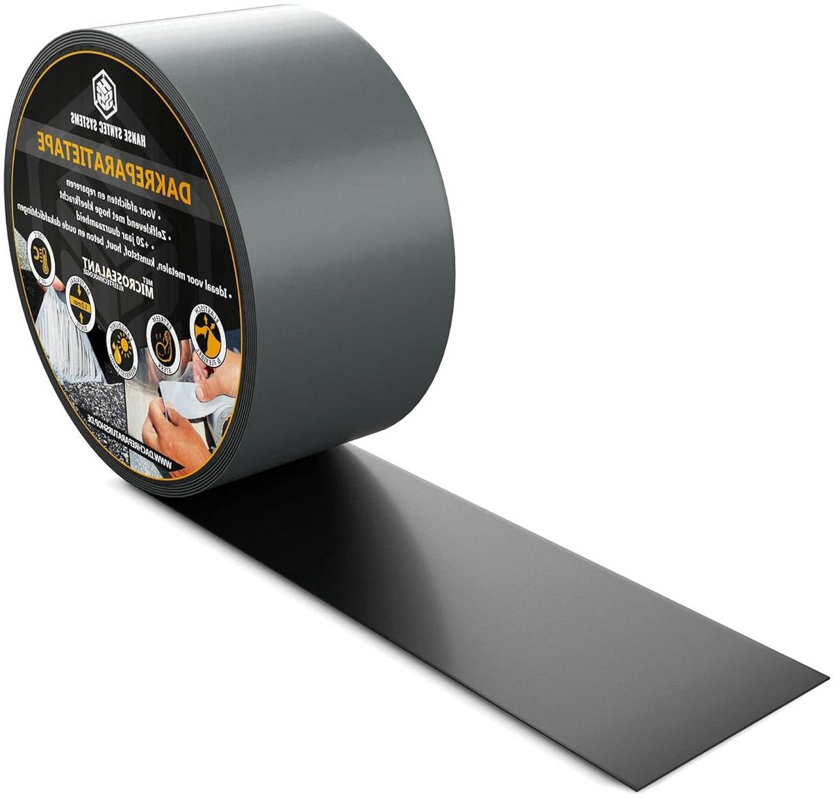 Dakreparatietape - Waterdichte tape - Lekkages dichten - Gepatenteerde lijm - 5 x 5 meter - Grijs