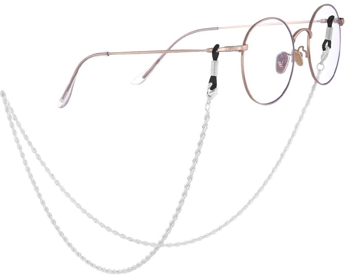 brillenketting voor dames, waterdichte brilband van roestvrij staal, hanger, schakelketting voor gezichtsmasker, zonnebril, sleutelband, zilver, 75