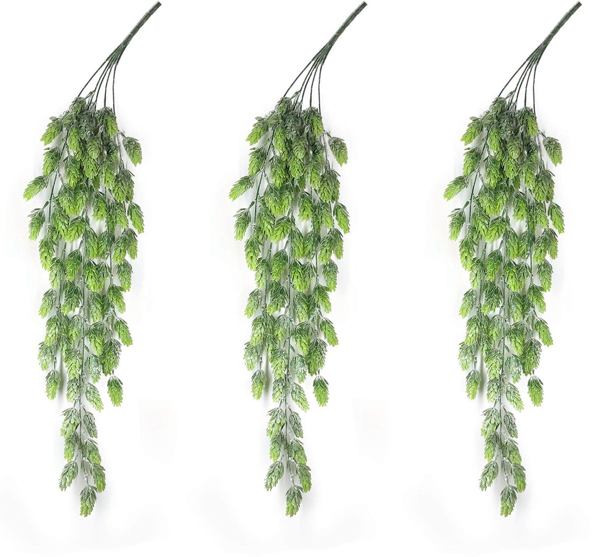 3 stuks kunstmatige hop bloem wijnstok slinger plant nep muur opknoping wijnstok hop faux hop kunstmatige hangende planten mat groen 70 cm lengte groen voor binnen buiten veranda bloem decor