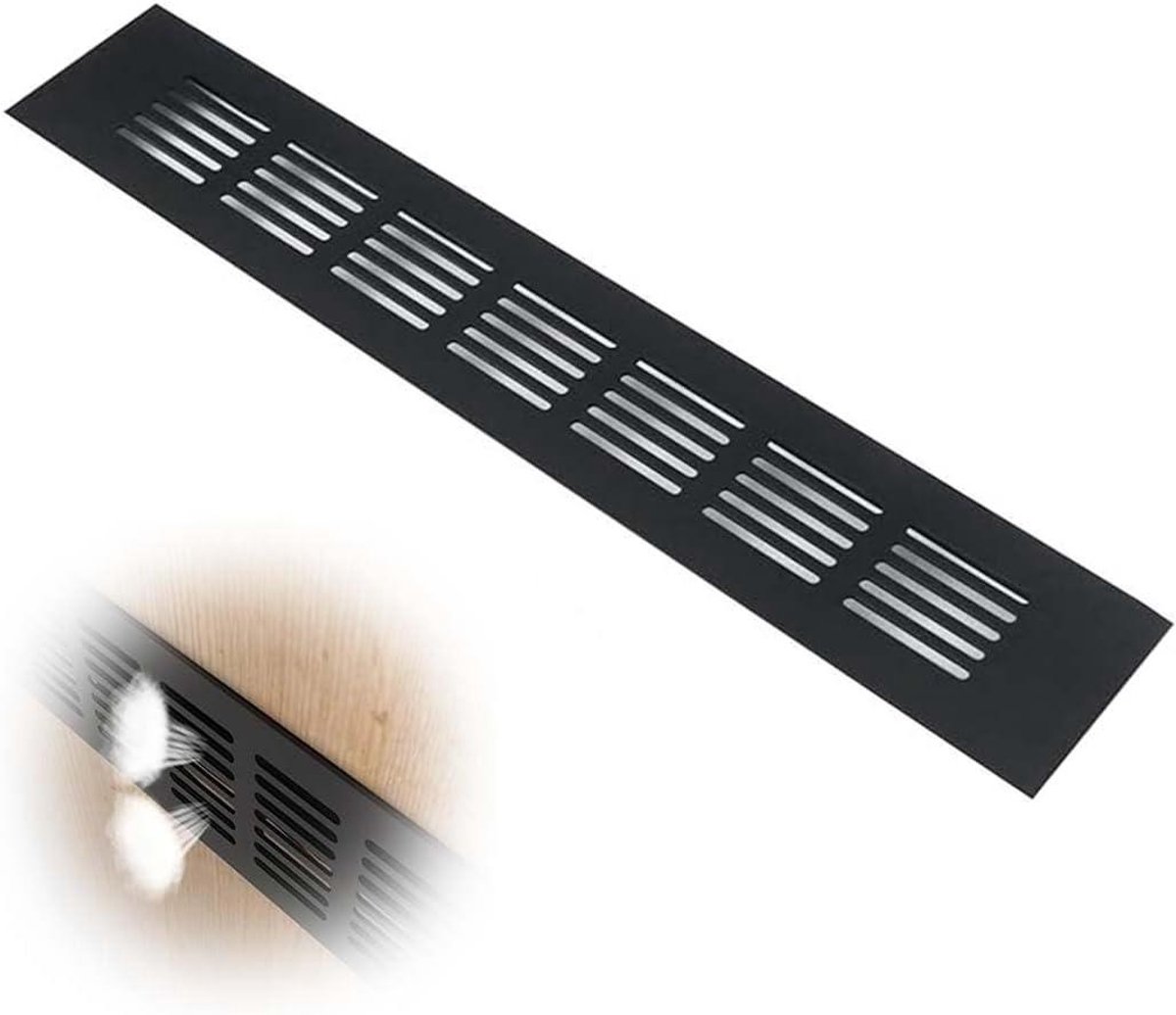 Ventilatierooster - Luchtrooster - Kast ventilatie - Aluminiumlegering - 50 x 300 mm - Zwart