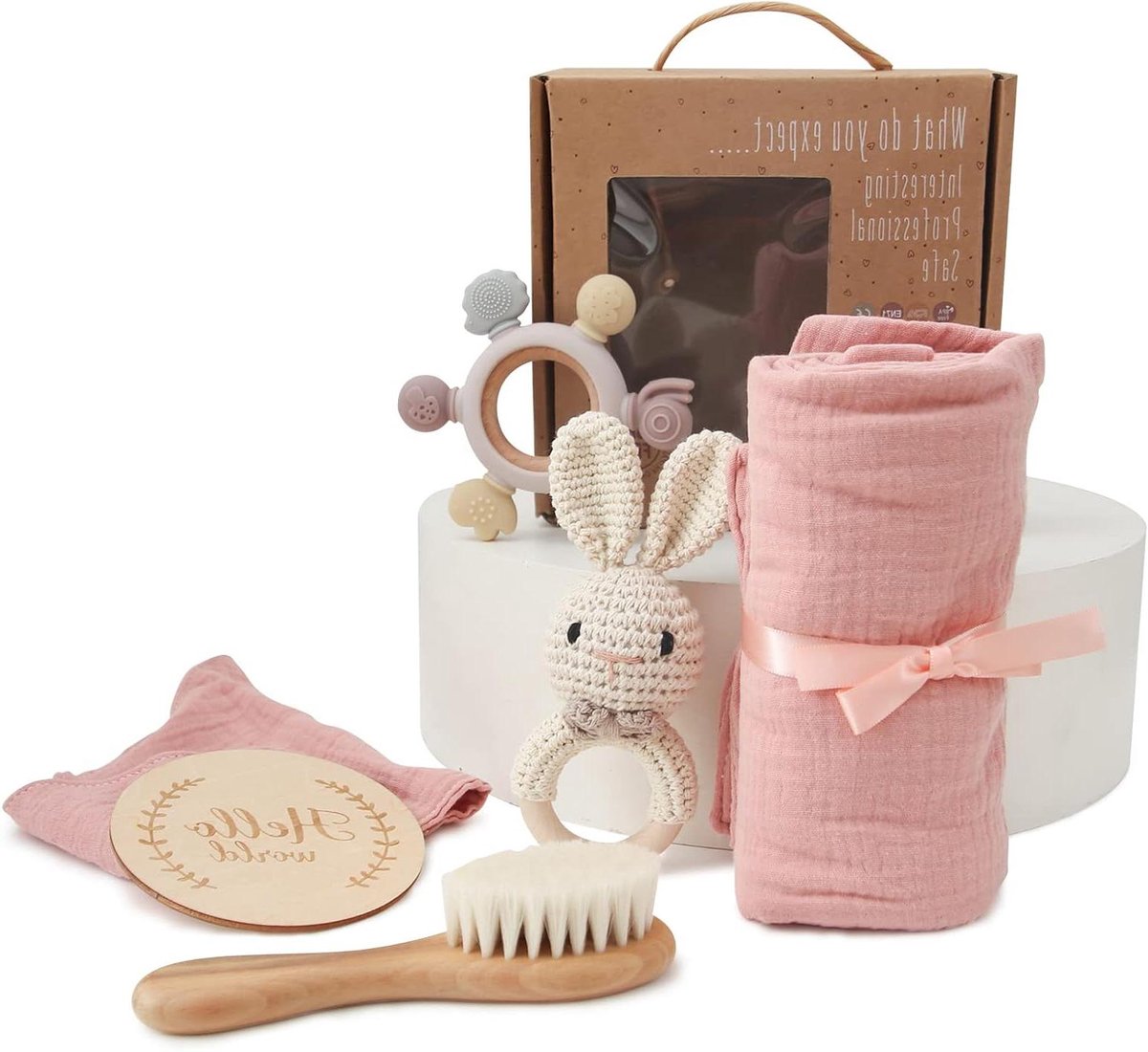 Baby Cadeauset - Kraamcadeau Set - Verwelkom Nieuwe Baby - 34 Delige Set - 15 cm Breed - Multicolor
