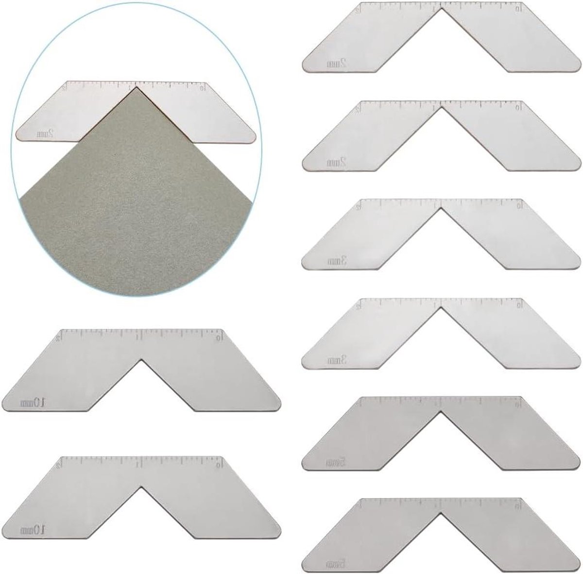 Boekbinden Hoek Snijder - Papier Snijder Set - Album Maken - Roestvrij Staal - 4 Maten - Zilver