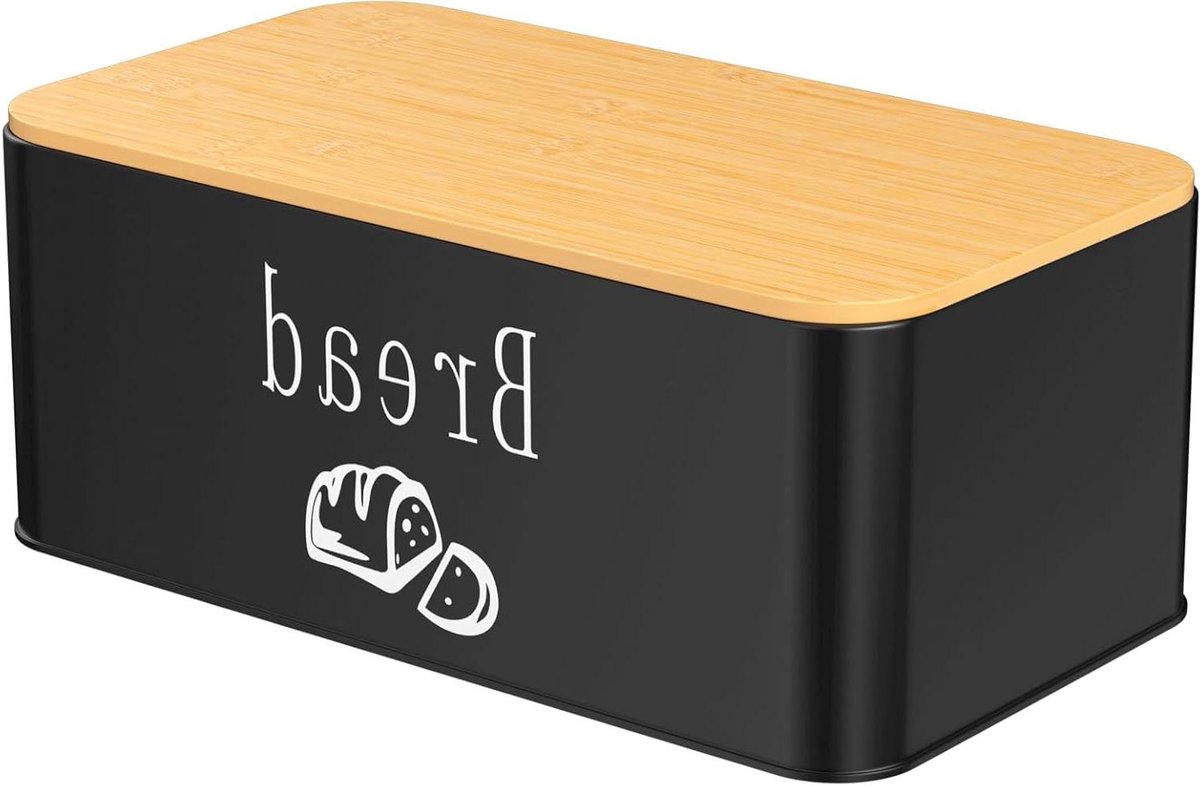 Broodtrommel Metaal - Broodbox Keuken - Brood Vers Houden - Deksel als Snijplank - 33 x 184 x 13 cm