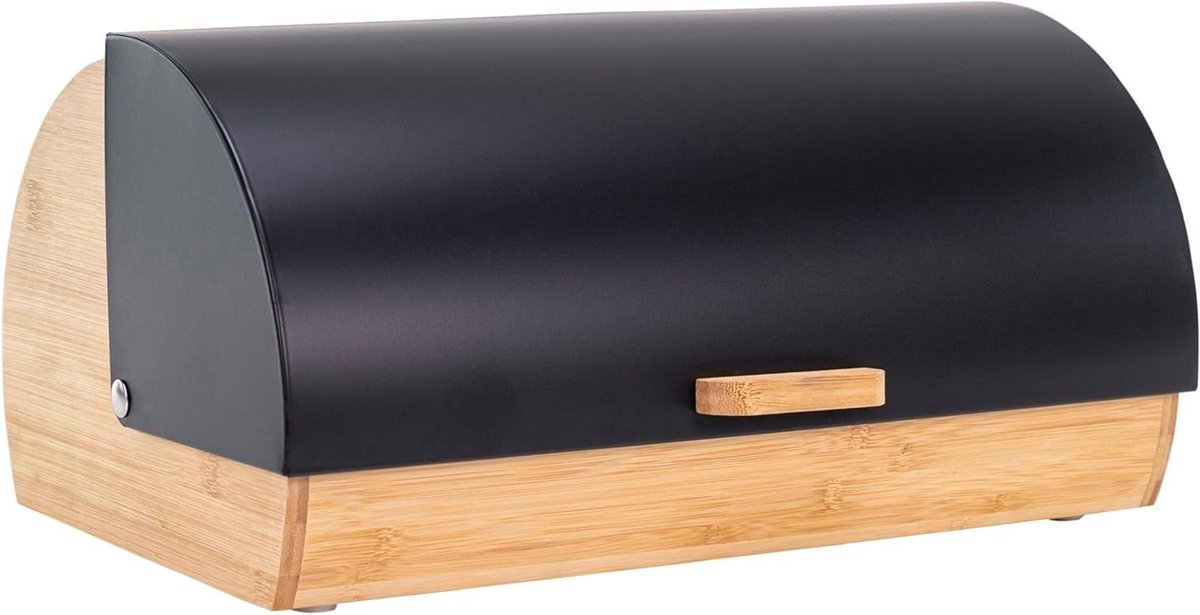 Broodtrommel Met Deksel - Keuken Opberger - Brood Vers Houden - Ventilatie Systeem - 38.5 x 18.5 cm - Mat Zwart
