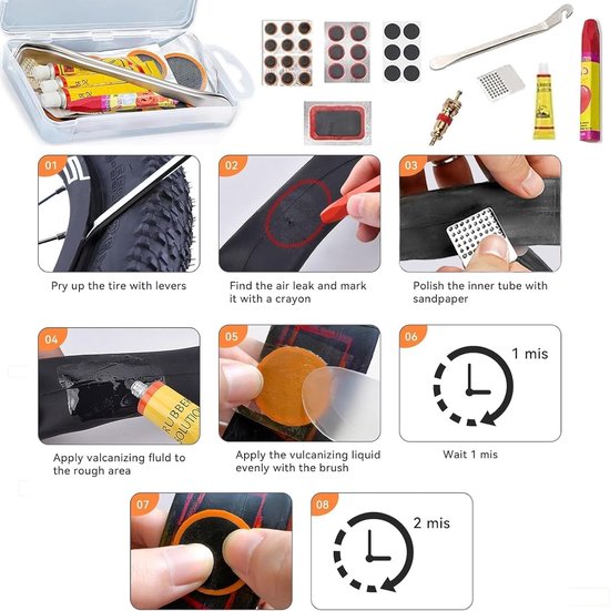 56-delige Draagbare Banden Reparatie Set met Bandenlichters en Zelfklevende Patches — afbeelding 3