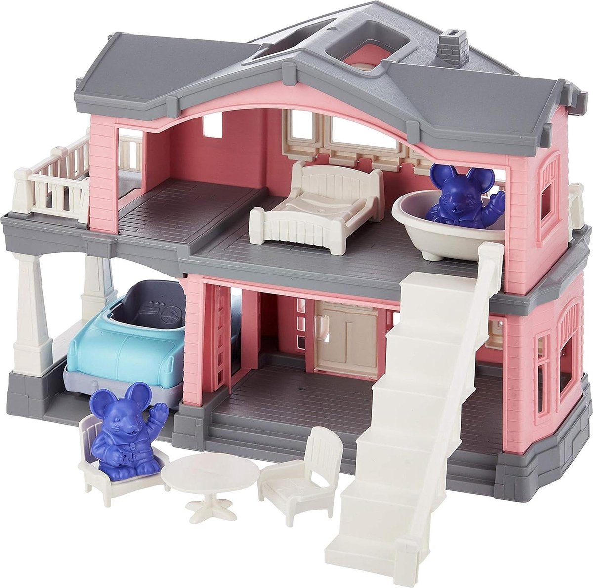 Huis Speelset - Poppenhuis Speelgoed - Kinderspel - Gemaakt van gerecycled plastic - 35 x 15 x 25 cm - Roze
