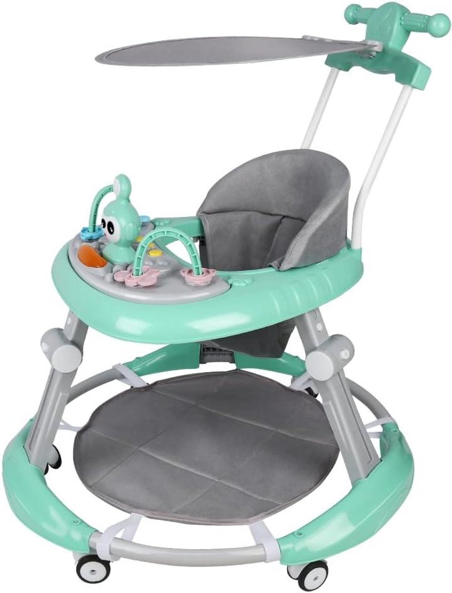 Baby Loophulp - Loopstoel Kinderen - Baby Leren Lopen - 3-in-1 met Muziek - 5 Hoogte-instellingen - Groen